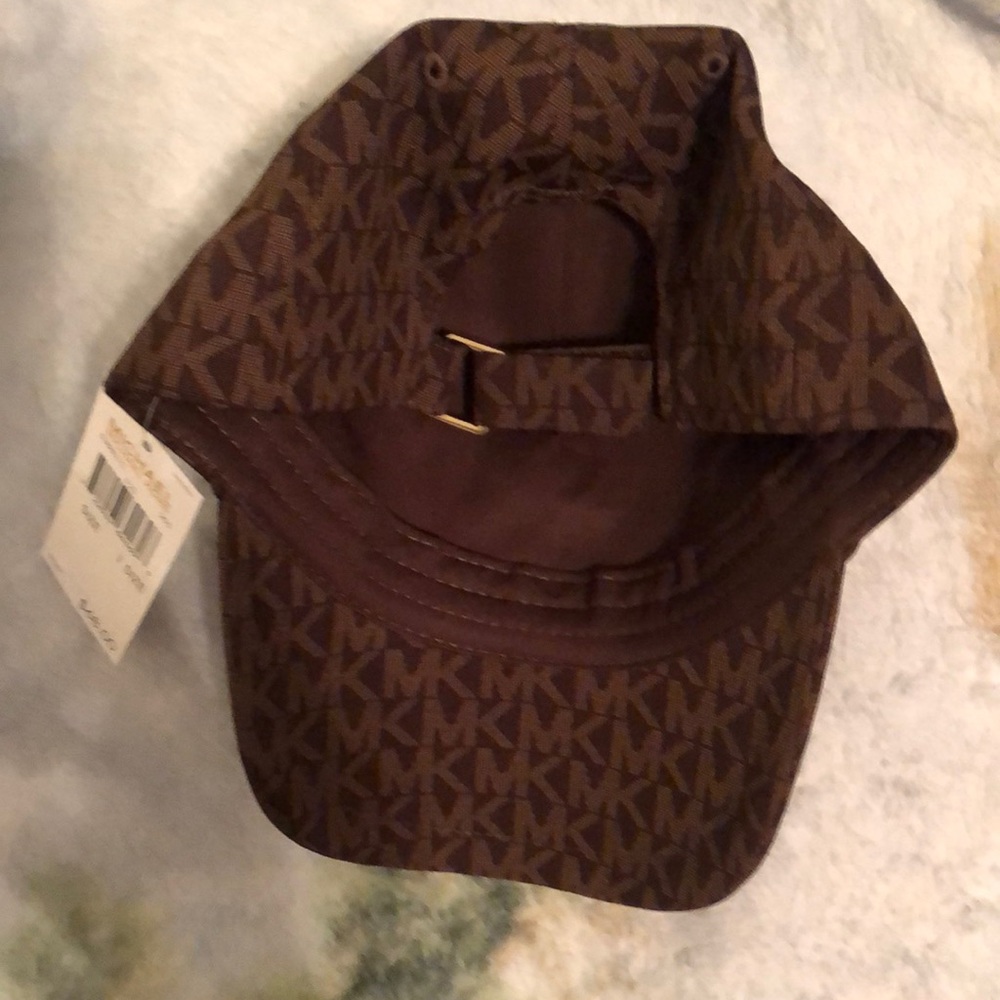 Michael Kors Brown 100% Cotton MK Monogram Adjustable Baseball Cap OS NWT - Picture 9 of 15